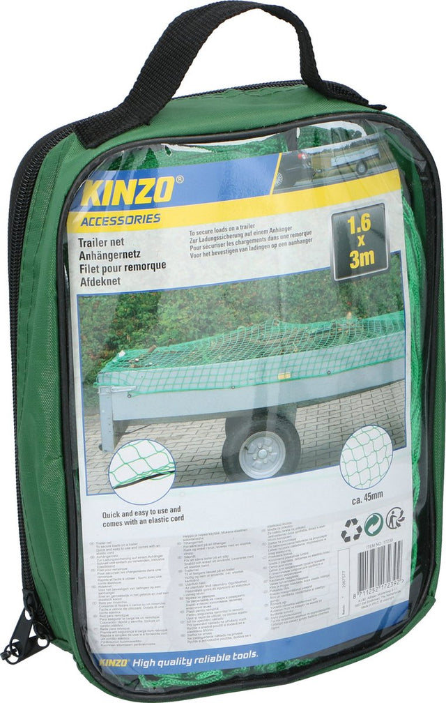 Kinzo Anhänger-Abdecknetz – 160 x 300 cm – Maschenweite ø 45 mm – elastische Kordel