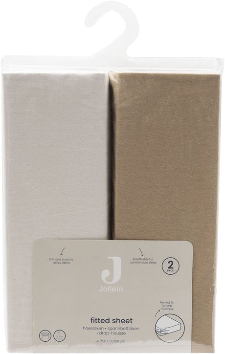 Jollein hoeslaken ledikant - 70 75x140 150cm - jersey - hazel oatmeal