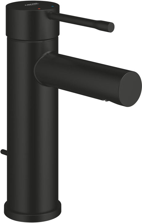 Grohe Essence neue S-Size-Waschtischarmatur – mit Ablaufgarnitur – Ecojoy – Fastfixation Plus – Mattschwarz