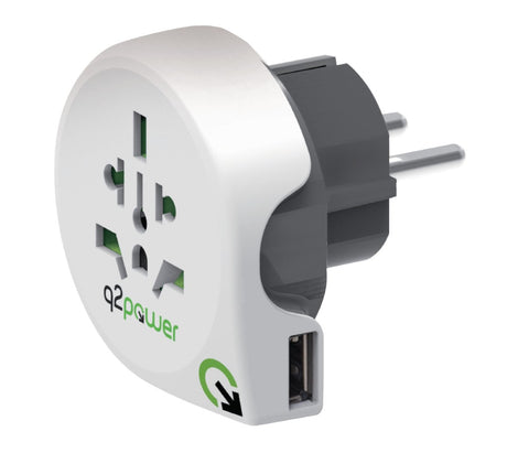 Q2 Power 1.100110 Reiseadapter Welt-zu-Europa USB geerdet