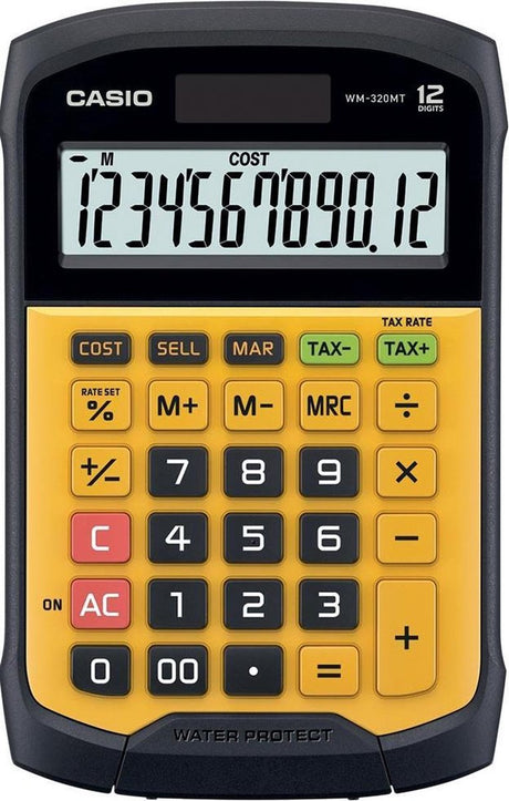 Casio WM-320MT Taschenrechner mit Display schwarz, gelber Taschenrechner