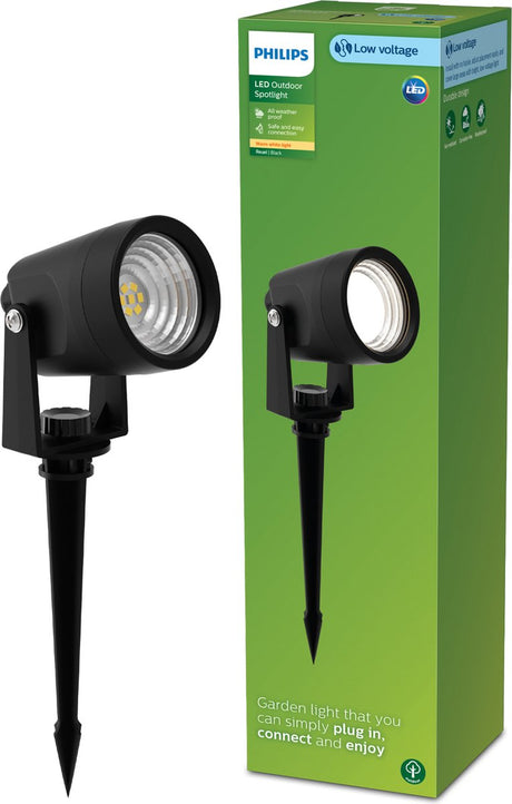 Philips led philips reuel gardenlink - sokkellamp met spies - 24v - warm wit licht; 2700k - zwart - tuinpadverlichting
