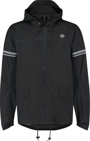 Agu Original Regenmantel Unisex wasserdicht - Schwarz - Wassersäule 5.000 mm - abnehmbare Kapuze - inklusive Aufbewahrungstasche