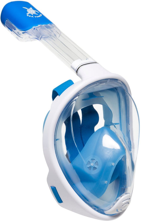 Sea turtle snorkelmasker - snorkel - duikbril - snorkelset - full face masker - volwassenen - wit blauw - l xl