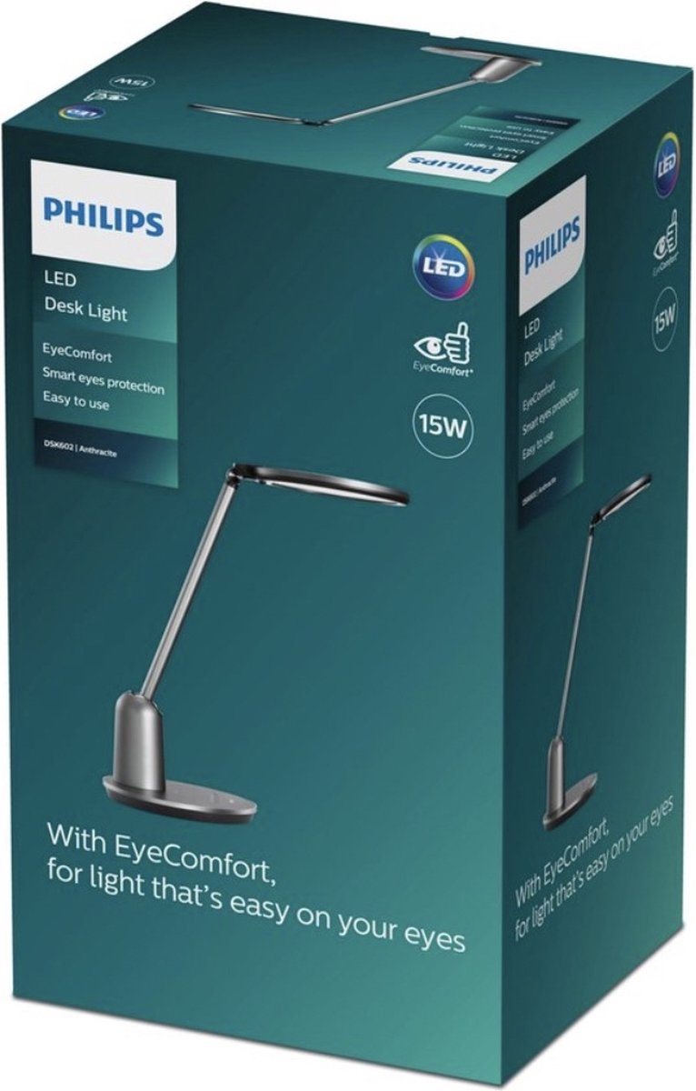 Philips led philips einstein bureaulamp - donkergrijs - lamp - bureau - kantoor- thuiswerken