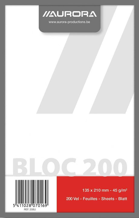 Aurora-Notizblock, Größe 135 x 21 cm, einfarbig