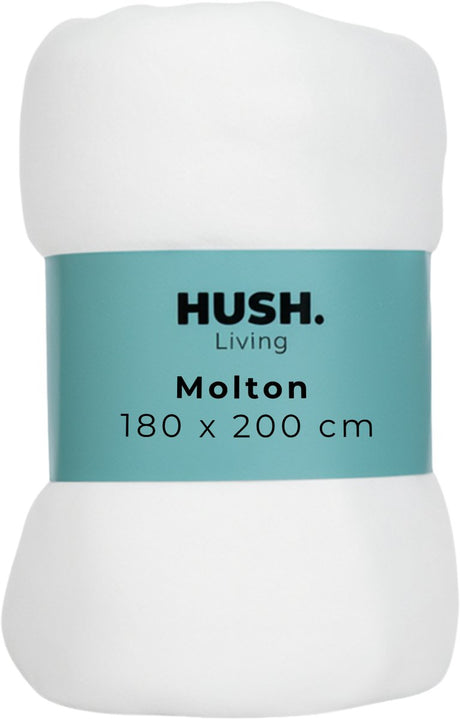 Hush. living hush living molton matrasbeschermer - 80%katoen 20%polyester - uitstekende vochtopname - vormvast - comfort en duurzame bescherming - 180x200+30cm