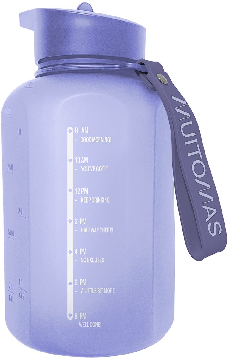 Muitomas Sportflasche – großes Fassungsvermögen – 1200 ml – Silikonauslauf – integrierter Griff – violett