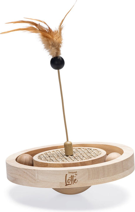 Designed by lotte winni - kattenspeelgoed - hout - bruin - 22x22x30 cm one size
