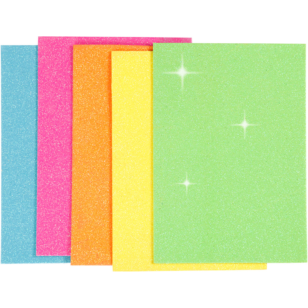 Schaumstoffplatten der Firma Creativ, A5, Blatt 150x210 mm, Stärke 2 mm, verschiedene Farben, 5 Blatt 1 Karton