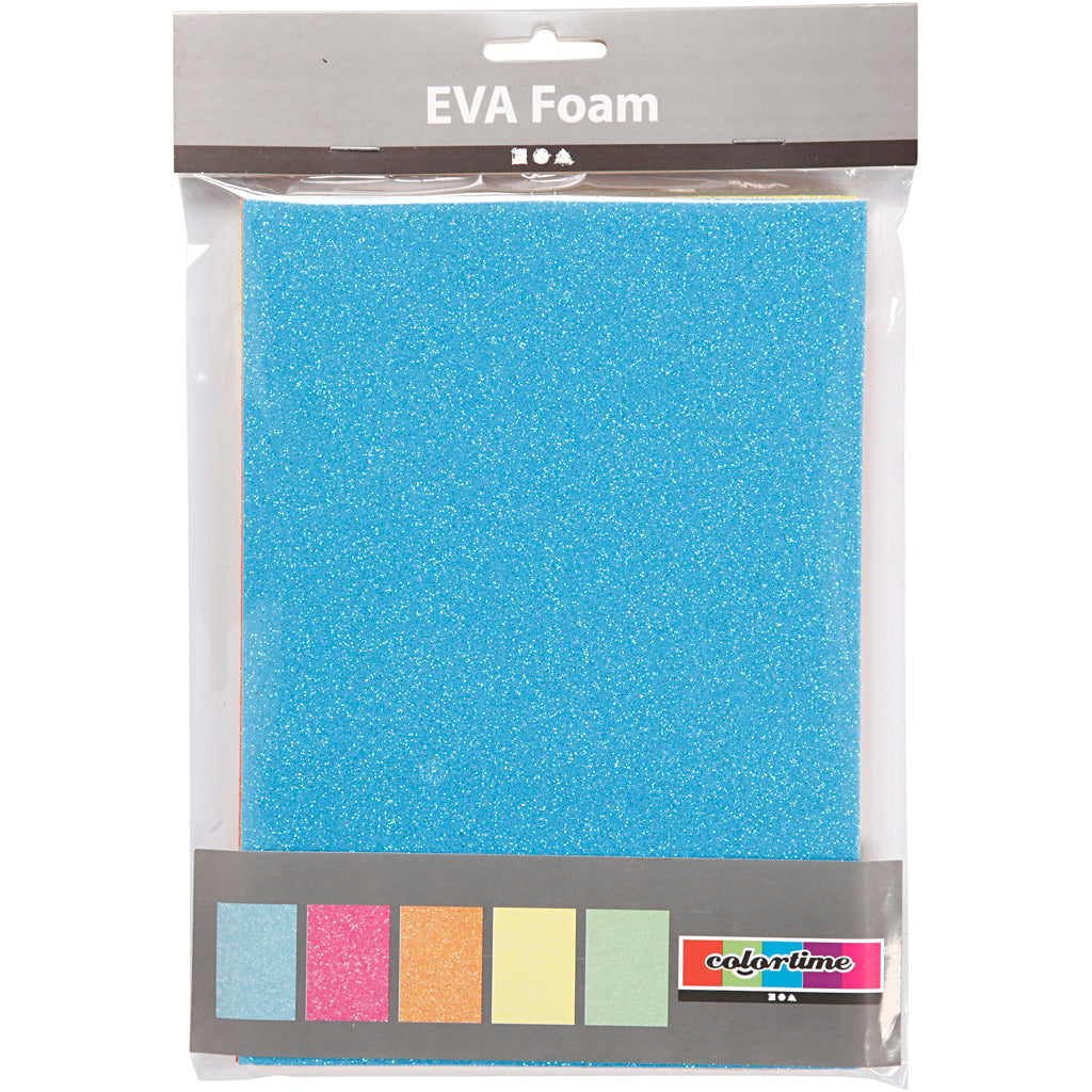 Schaumstoffplatten der Firma Creativ, A5, Blatt 150x210 mm, Stärke 2 mm, verschiedene Farben, 5 Blatt 1 Karton