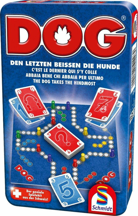 Schmidt® - Brettspiel - Reisespiel Hund® - Bring-Mich-Mit-Spiel in Metallbox - klassisches Strategiespiel - 2-4 Spieler