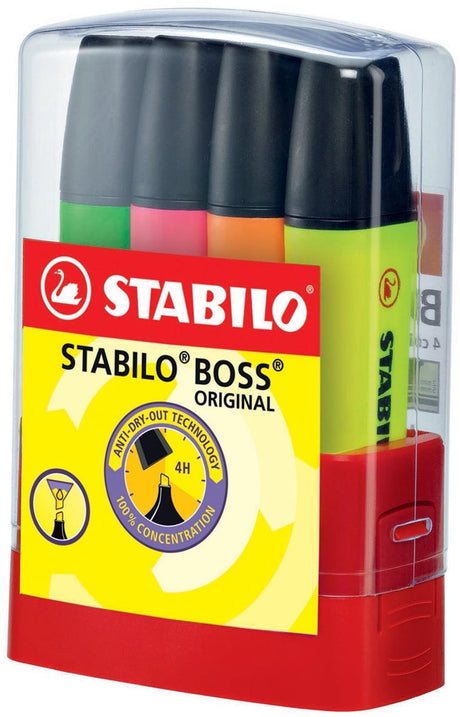 Stabilo Boss Original Bossparade Textmarker in Kunststoffbox – 4 Stk.