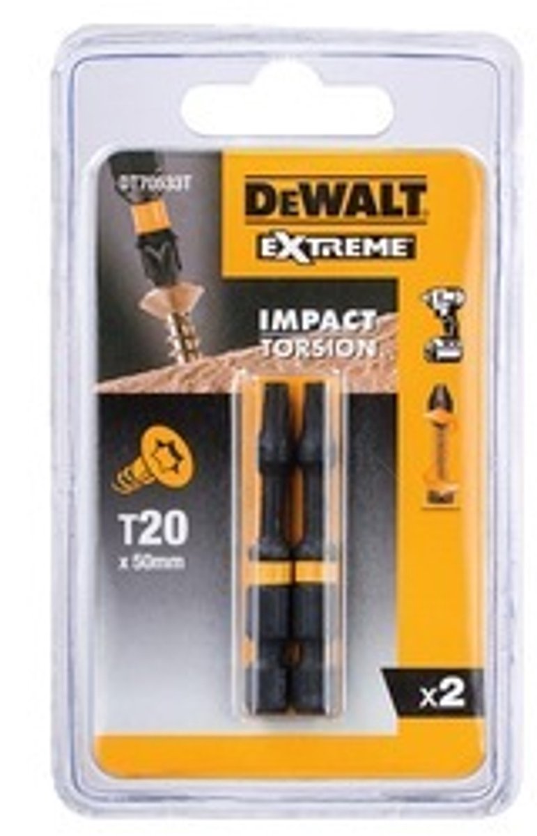 Dewalt dt70533t t20 - extreme impact torsion schroefbits - 50mm (2st)