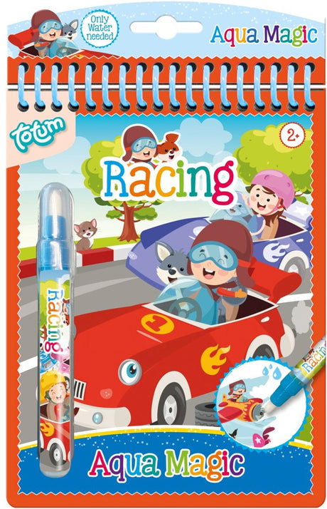 Totum aqua magic waterkleurboek - racing - 5 kleurplaten - herbruikbaar - speelgoed kinderen - knutselen - voor meisjes en jongens - vanaf 2 jaar -