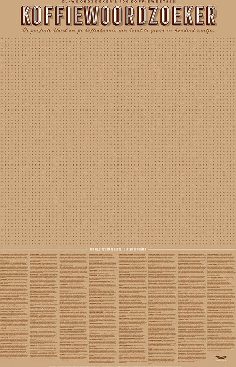 Stratier xl spelposter - koffiewoordzoeker - 100 weetjes