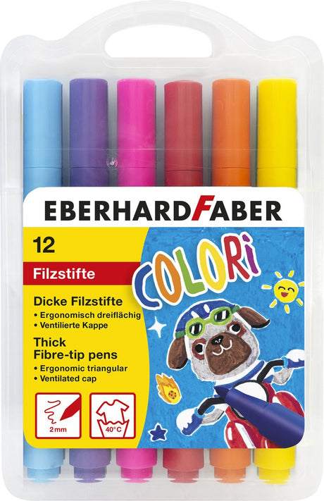 Eberhard Faber Filzstifte – Jumbo 2 mm – 12 Farben im Etui – EF-551213
