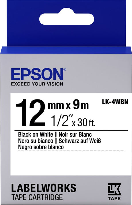 Epson standard tape - lk-4wbn std blk wht 12 9