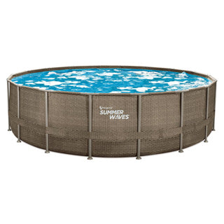 Summer Waves Schwimmbad Elite Rahmen 549 x 132 cm dunkles Dreifachkorbgeflecht + Filterpumpe