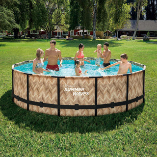 Summer Waves Schwimmbad Elite Rahmen 427 x 107 cm helle Eiche