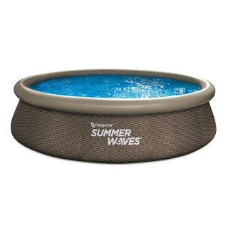 Summer Waves Schwimmbad Schnellset 366 x 76 cm dunkles Doppel-Rattan + Filterpumpe