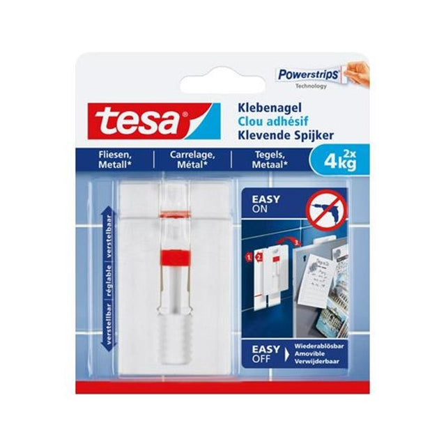 Tesa verstellbare selbstklebende Nagelfliesen aus Metall, 2 x 4 kg