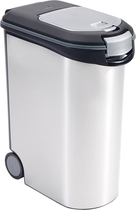 Curver Futterbehälter für Hunde oder Katzen – 54 l – 20 kg – 49 x 28 x 60,5 cm – metallisch