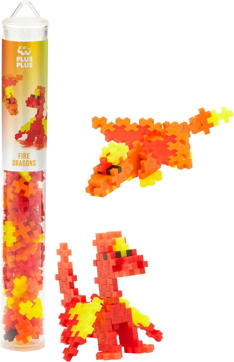 Plus-Plus Feuerdrachen Drachen – 100-teiliges Bauset – 4375 – Bauspielzeug – Konstruktionsspielzeug – Set mit Bausteinen – ab 5 Jahren