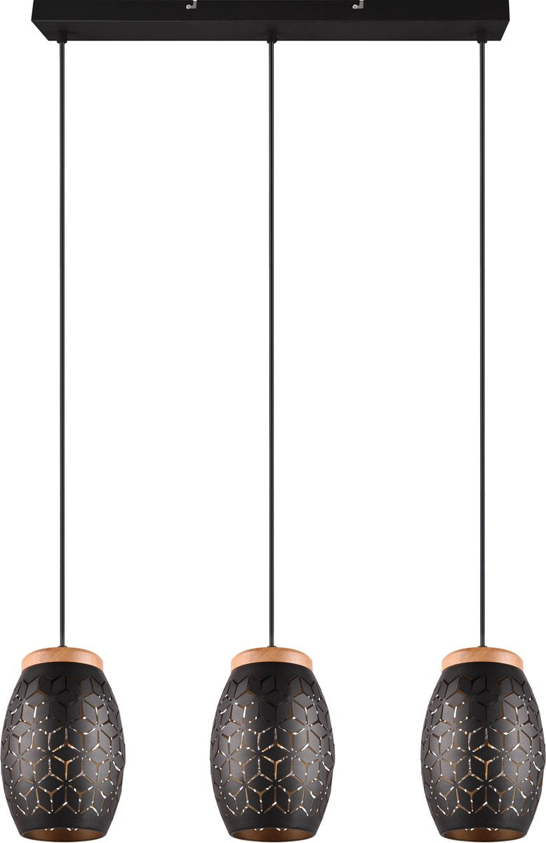 Rl lebe dein Licht Reality Bidar - Hängelampe - Schwarz-Gold - exkl. 3x E27 4W - Fußschalter - schwenkbar