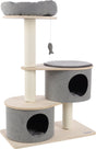 Flamingo krabpaal – premium line kanzo – 74x40x102 cm – luxe kattenkrabpaal met ligplateaus, mand schuilplaatsen – kattenmeubel met papieren krabtouw speeltje – stijlvolle kattenboom voor alle kattenrassen