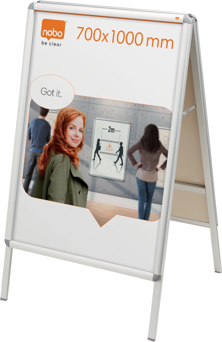 Nobo Gehwegschild Aluminium mit Klickrahmen – Werbetafel – 70x100cm – wetterfest