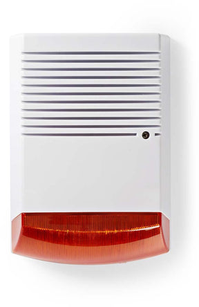 Nedis Dummy-Sicherheitsalarm – IP44 – batteriebetrieben – für den Außenbereich – orange-weiß