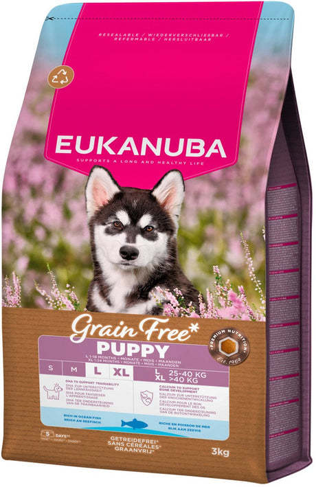 Eukanuba grain free puppy large breed zeevis - hondenvoer - 3 kg