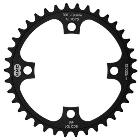 KMC -Zahnrad 38T, Aluminium 1 2x1 .BCD 104 mm. Kettenlinie 3,0 mm Einzelgeschwindigkeit