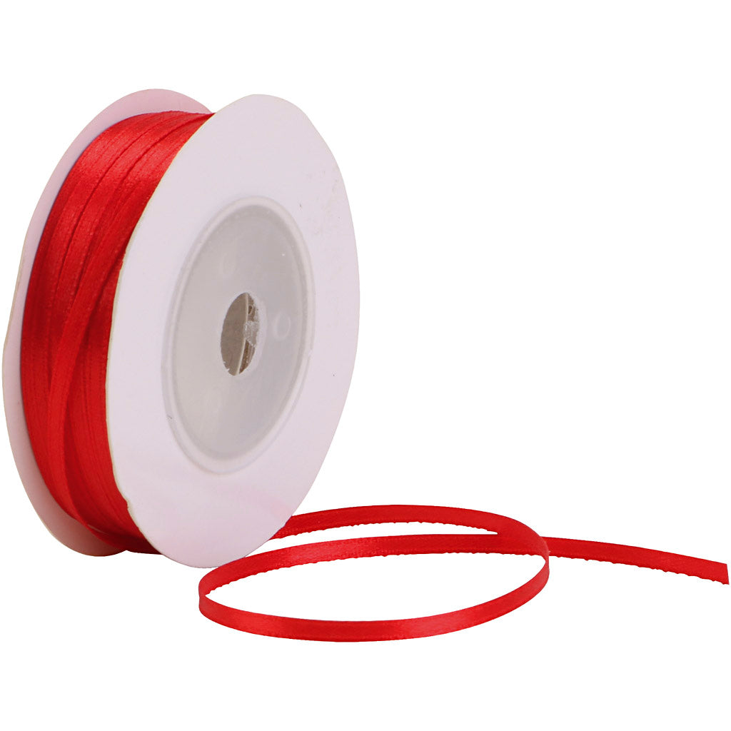 Creativ Company Satinband, B: 3 mm, rot, 30 m 1 Rolle
