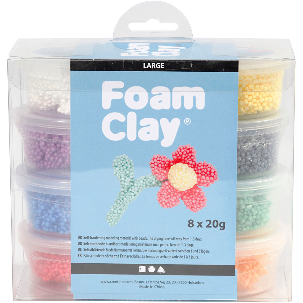 Schaumton groß, verschiedene Farben, 8x20 gr 1 Box