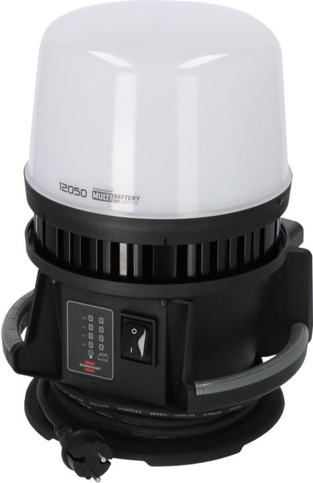 Professionelle Multi-Akku-LED-360°-Hybrid-Bauleuchte von Brennerstuhl 12050 mh (kompatibel mit 18-V-Akkus von 10 verschiedenen Herstellern, 5 m RN-Kabel, IP54, perfekte Rundumbeleuchtung, ohne Akku, hergestellt in Deutschland)