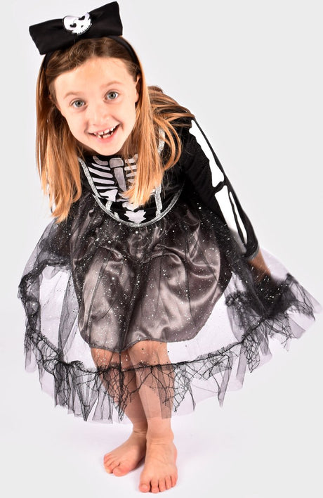 Den goda fen verkleedkledij skeleton jurk - 110-116cm - 4-6 jaar