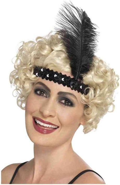Smiffys – Stirnband – Charleston – mit Feder – schwarz