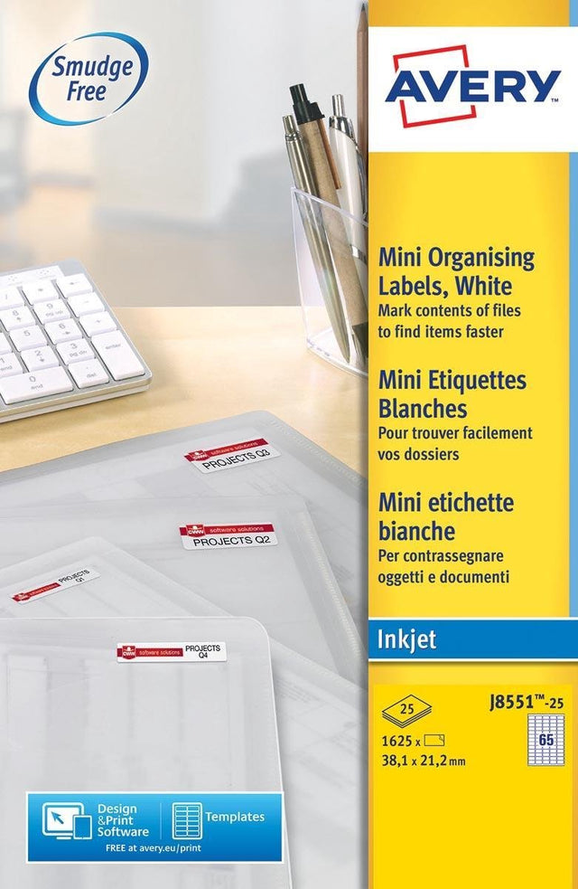 Merkloos sans marque avery clear mini label- ink jet - j8551