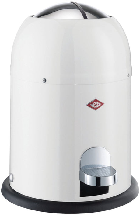 Wesco Kosmetikeimer Mini Master in weiß, pulverbeschichtetes Stahlblech, Fassungsvermögen 6 Liter, Inneneimer aus Kunststoff, Fußpedal