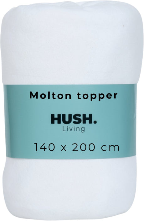Hush. living hush living molton topperbeschermer - 80%katoen 20%polyester - uitstekende vochtopname - vormvast - comfort en duurzame bescherming - 140x200+15cm