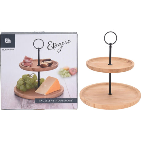 Ausgezeichnete Haushaltswaren-Etagere aus Bambus, 2-lagig, Durchmesser 21,5