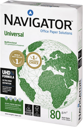 Navigator-Kopierpapier Universal A4 80 Gramm 1 Karton mit 5 Packungen à 500 Blatt