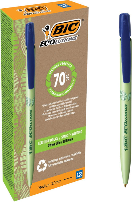 Bic Kugelschreiber ecolutions media clic biobasiert mittelblau | 12 Stück