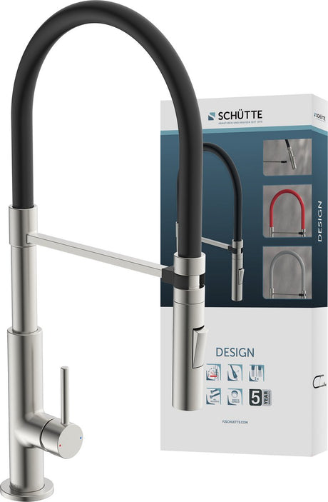 Schütte Design Küchenarmatur - Mischbatterie - Edelstahloptik schwarz - Edelstahloptik rot - Edelstahloptik grau