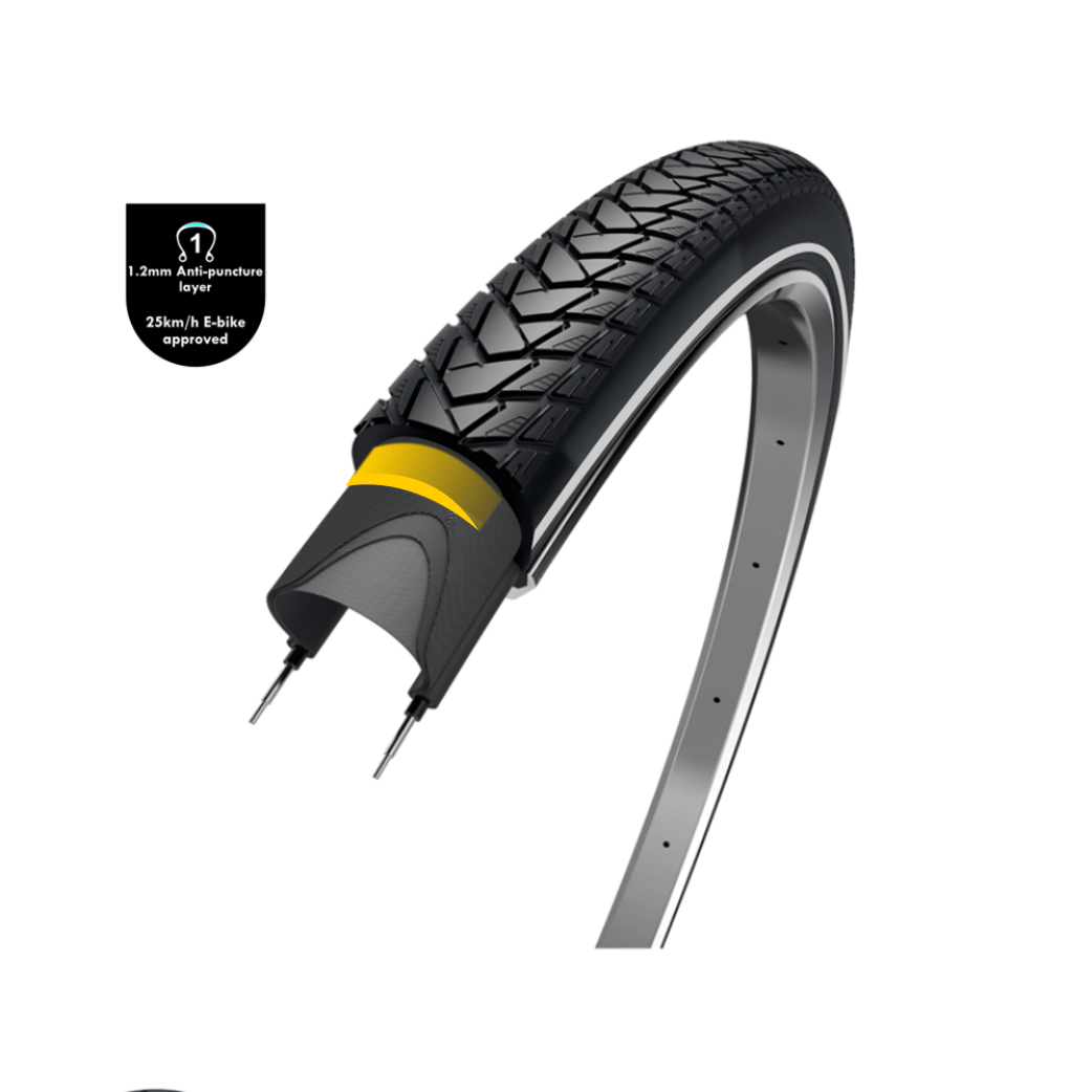 Wolff-Reisender (1,2 mm Anti-Leak niedrig), schwarz mit Reflexion, 28x1 5 8x1 3 8, Etro 37-622