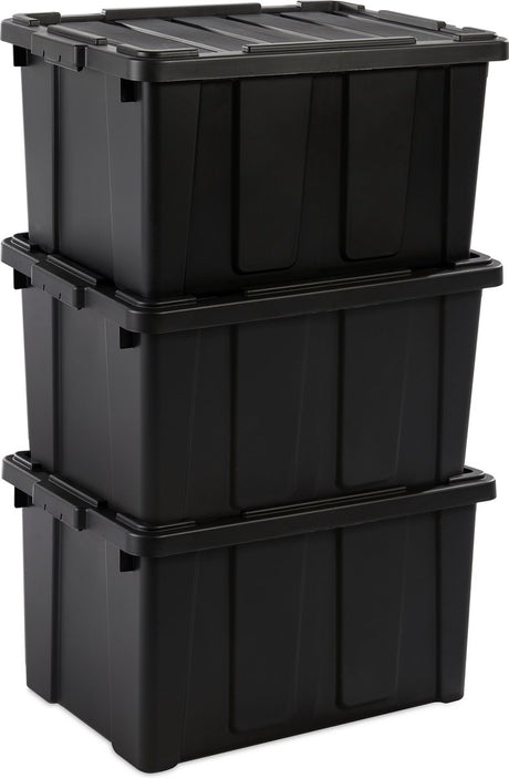 Iris powerbox robuust opbergbox - 68l - 100% recycled kunststof - zwart - set van 3