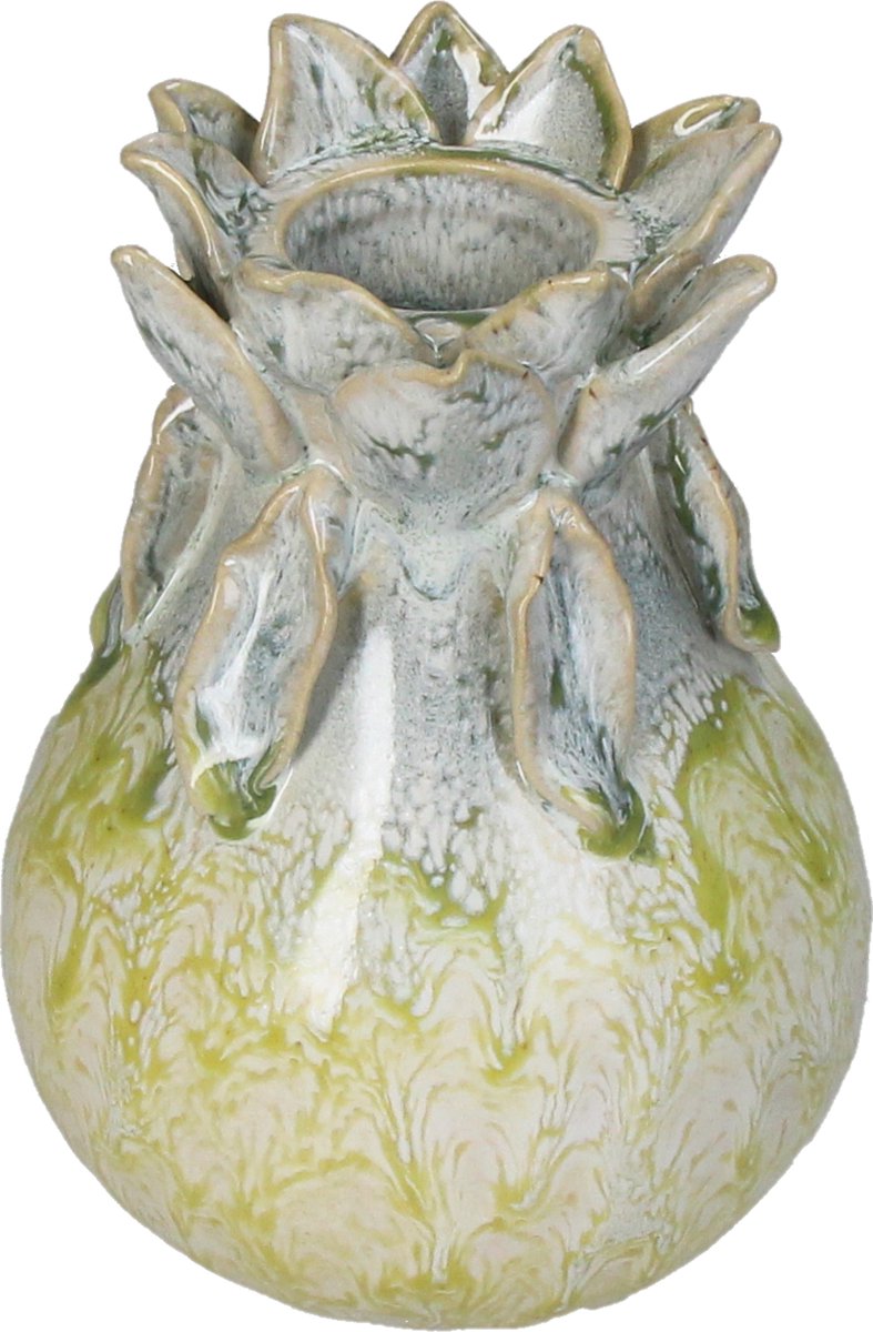 Hd collection vaas aardewerk groen 11,5x11,5x15cm