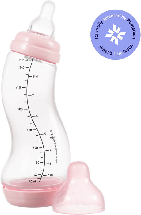 Difrax Babyflasche Natural – 250 ml – Rosa – 1 Stück – S-Flasche – Anti-Kolik